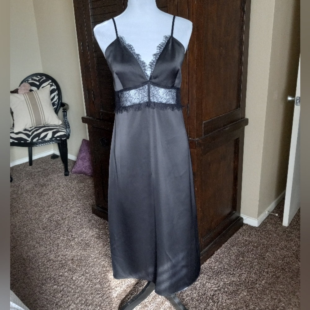 Wayf satin and lace dress